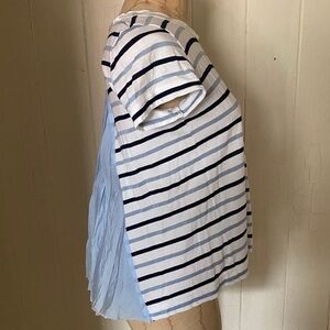 SACAI LUCK sz 1 US sz XS Striped Pocket Tee Blue